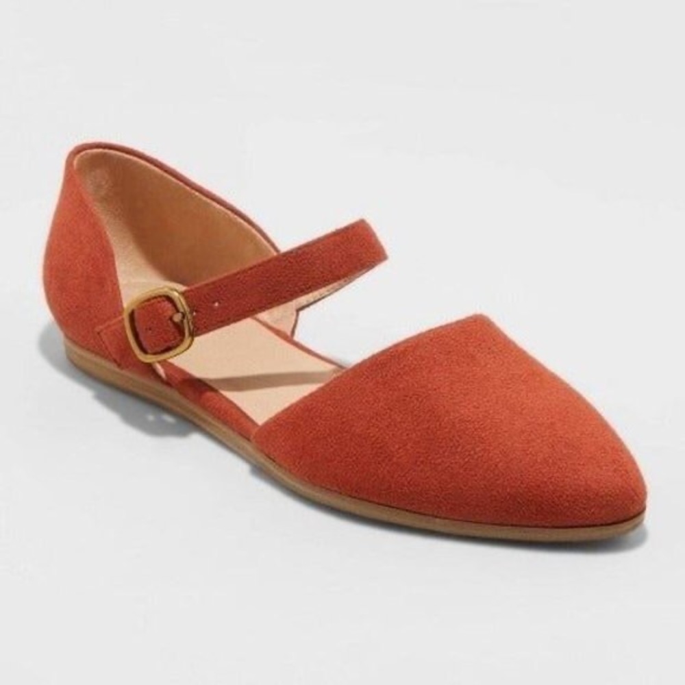 NWT Red Suede Mary Jane Flats